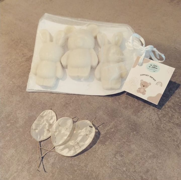 Coffret enfant Lapins - Oursons 2 coffret enfant sac organza 3 petits savons